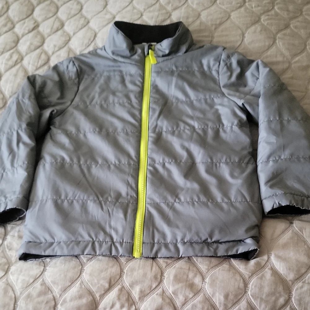 Kids Gray Fleece Lined Reversable Jacket with Neon Accents
